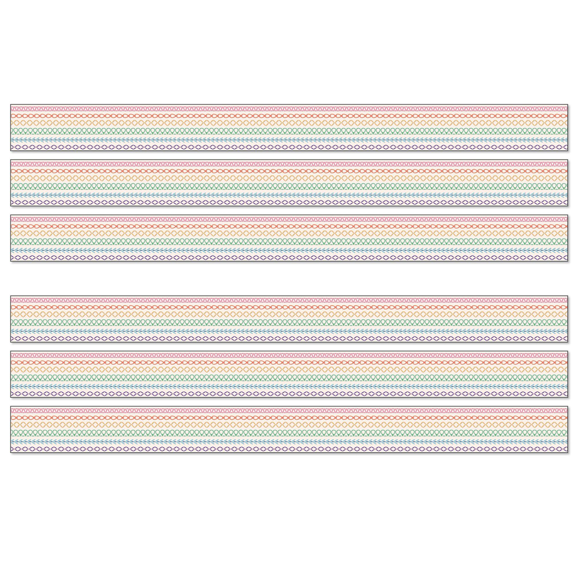 Dellosa® Education Crafty and Cool Rainbow Stitched Straight Border, 6 Packs of 12